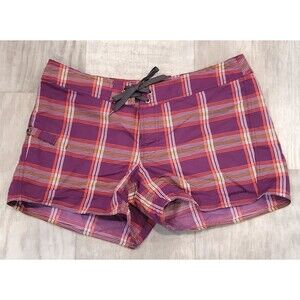 Patagonia Womens Size 10 Wavefarer Nylon Board Shorts Swimwear Purple Plaid